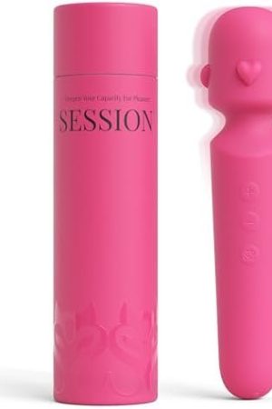 Adult Sex Toy Wand By Session - 12 Powerful Modes, 5 Speeds - Liquid Silicone Clitoral Vibrator Bedroom Stimulator For Women - Rechargeable Waterproof G-Spot Clit Anal Sexual Body Massager - Hot Pink