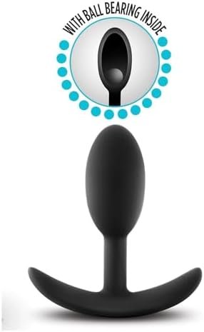 Blush Anal Adventures Platinum - Vibra Slim Plug Small - Premium Ultra Silk Silicone Butt Plug With Anchor Base - 1 Inch Width - Anal Sex Toy - Black