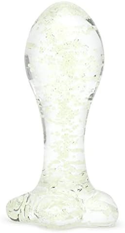 Lovehoney Glow In The Dark Butt Plug - 3 Inch Glass Anal Plug - Firm 4 Inch Girth & Hypoallergenic - Waterproof