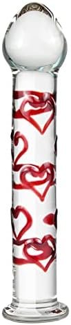 Crystal Glass Dildo Penis G-Spot Stimulation, Anal Plug Butt Plug Masturbation Stimulator Sex Toys With Red Heart Pattern Pleasure Wand Dildo Penis Sex Toys For Women Men Couple