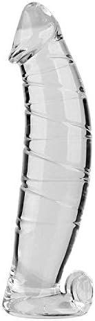 Epichao Realistic Swirl Glass Dildo Crystal Dildo Glass Wand G-Spot Stimulation Stimulator With Testicles