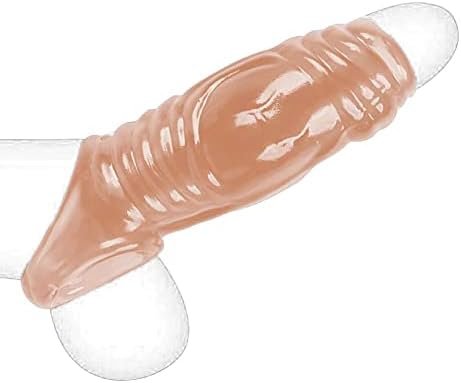 Erun Sleeve Extended Soft Silicone Penis Sleeve Shaft Sleeve Delay Ejaculation Shaft Ring Erection Erotic For Men (Skin） (A)