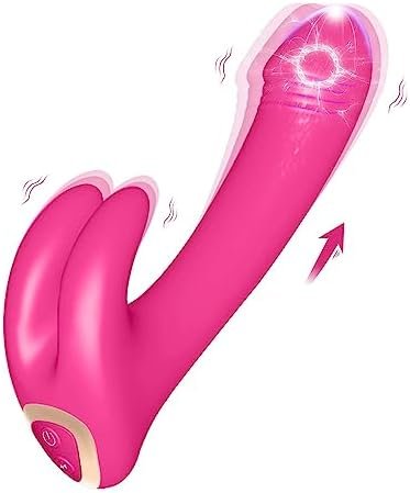 G Spot Rabbit Vibrator Bendable Clitoral Stimulator, Yirsa Realistic Dildo With 10 Vibration Modes, Soft Silicone Bunny Clit Vagina Nipple Stimulation Adult Sex Toys For Women Couple (Rose Red)
