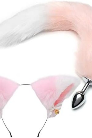 Akstore Fox Tail Anal Butt Plug Sex Toys For Sm & Cospaly (Pink-White + Ear)