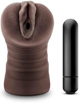 Blush - Hot Chocolate - Heather - Fragrance Free Realistic 5" Ribbed Masturbator Stroker - One Speed Aaa Battery Powered Waterproof Bullet Vibrator Male Adult Toys - Sex Toy For Men Guys Couples
