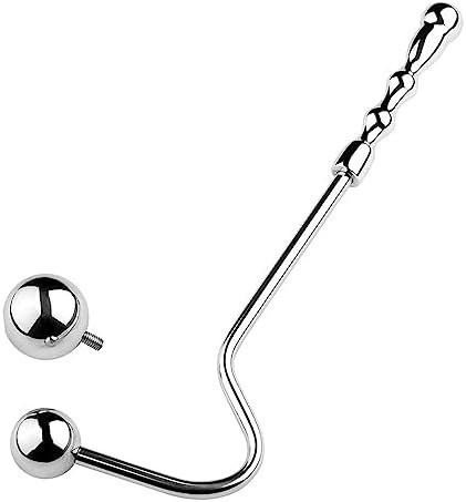 Stainless Steel Anal Plug, Anal Hook With 2 Balls Metal Butt Plug Sex Toys, Handheld Anal Probe, Meyila Anal Hook Graduated Bead Design Bedroom Bdsm Toys For Women Man Couple Gay Lesbian