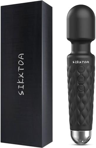 Sikxtoa Vibrator Wand, Female Adult Sex Toys, Vibrators For Her, Wand Massager, Clit Stimulator Sex Toy, Dildo, With 8 Speeds Of Pleasure & 20 Patterns, Powerful, Waterproof(Rose)