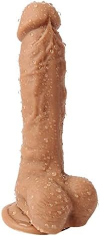Suwuka 8.1" Silicone Realistic Dildo Soft Large Dildos For Women With Strong Suction Cup For Hands-Free, Flexible Lifelike Sex Toy With Curved Shaft For Vaginal G-Spot And Anal (Like Skin, 8.1")