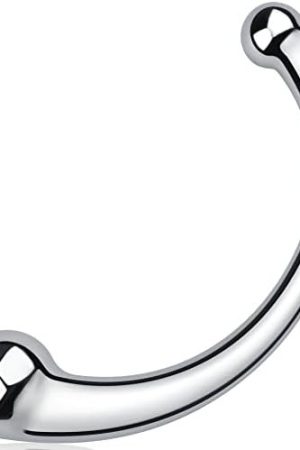 Fst 7.8Inch Stainless Steel Wand Double-Ended Dildo Anal Plug Sex Toy With Different Size Curved Ends For Men Women Couples G-Spot Stimulation Prostate Massager