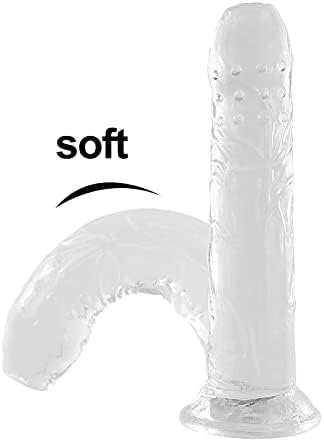 Shkanla G Spot Dildo With Suction Cup For Hands-Free Play, 8.87Inch Realistic Huge Dildos, Ultra-Soft Body-Safe Material Sex Toys For Vagina Anus Intercourse For Women, Couple (Clear) - Image 3