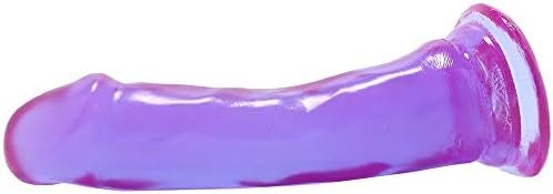 Doc Johnson Crystal Jellies - Slim Dong - 6.5 Inch - 1.5" Wide - Strong Suction Cup Base - O-Ring Harness Compatible Dildo, Purple - Image 3