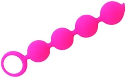 Silicone Anal Butt Beads Chain Plug, Four Ball Anal Chain Link With Safe O Pull Ring Anal Adult Sex Toy Anal Beads Chain Anal Dilator Silicone Flexible Anal Chain Butt Plug For Men Women(Rose Red)