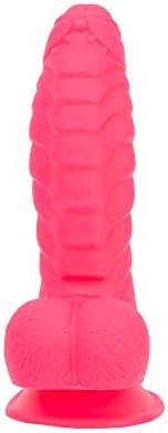 Pure Love 7 Inch Fantasy Silicone Dildo With Suction Cup, Ribbed & Studded, Black Color, Adult Sex Toy