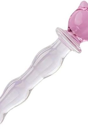Crystal Glass Pleasure Wand Dildo Penis - Akstore - Half-Moon, Pink