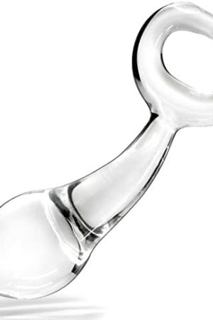 Glass Butt Plug With Pull Loop Anal Plug Prostate Massager With Long Neck And Tapered Head Fetish Anal Dilator Masturbation Sex Toy For Men Women, 4.84 X 1.33 Inch Tjijp Transparent