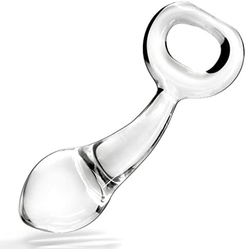 Glass Butt Plug With Pull Loop Anal Plug Prostate Massager With Long Neck And Tapered Head Fetish Anal Dilator Masturbation Sex Toy For Men Women, 4.84 X 1.33 Inch Tjijp Transparent
