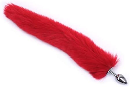 Multi-Function Fox Tail Fur Anal Butt Plug Sex Toys For Sm & Cospaly Role Play Stainless Steel Plug Red