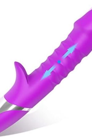 G-Spot Vibrator Shaped Rabbit Dildo With 7 Vibration Modes & 7 Telescopic Modes 2 In 1, Clitoris Vagina Stimulator Soft Silicone Waterproof Massager For Women, Solo Or Couples Play, Adult Sex Toy