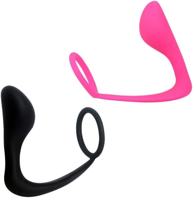 Silicone Anal Plug Adult Toy Penis Ring For Men Cock Ring - 2 In 1 Ultra Soft Anal Trainer Butt Plug Toys For Sex Pleasure(Black) - Image 2