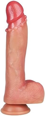 Lifelike Silicone Realistic Dildo Glans Design With Beads, Realistic Texture Penis Surface Design With Stimulating Testicles Strong Suction Cup Intensify Pleasure During Female Masturbation