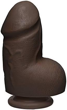 Doc Johnson The D - Fat D - 6 Inch With Balls - Firmskyn - 6.25" Long And 2.75" Wide - Strong Suction Cup Base - O-Ring Harness Compatible Dildo, Chocolate