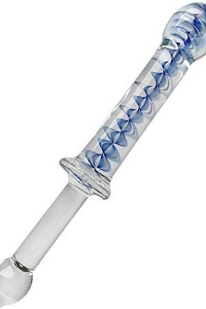 Epichao 8.7 Inches Blue Swirl Glass Dildo Crystal Penis Women Masturbator G-Spot Stimulator Sex Wand
