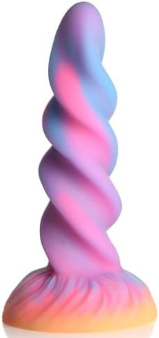 Creature Cocks Glow-In-The-Dark Unicorn Silicone Dildo For Men, Women & Couples. Firm And Flexible, Suction Base, Fantasy Dildo, Unique Texture. Premium Phthalate-Free & Body-Safe Silicone. 1 Piece.