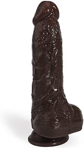 Realistic Dildo Dual Density Silicone G Spot With Raised Veins Squeezable Balls For Women Pleasure, Ultra Soft Penis Dildo Suction Cup Dildo Lifelike Cock For Vaginal Stimulation (Dark Brown)