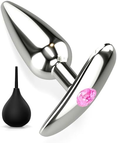Anal Plug Adult Sex Toy,2Pcs Anal Toys Adult Sex Toys Games Metal Anal Butt Plug With Enema 160Ml, Personal Anal Plug Anal Douch Sex Toy For Adult Women,Men And Couples,Rose Jeweled G Spot Anal Beads