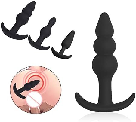 Silicone Anal Plug Pack Of 3 Silicone Anal Beads Plugs Kit Trainer Set For Beginners Advanced Users With Flared Base Prostate Sex Toys For Adult Sex Toys - Image 3