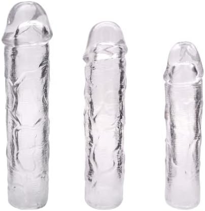 Shequ Reusable Penis Sleeve Extender Ultra-Soft Extension Sex Toy Cock Enlarger Condom Sheath Delay Ejaculation Toys Men (3Pcs Small, Medium And Large Included)