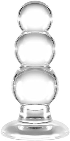 Small Glass Anal Beads, Crystal Butt Plug Sex Toy G-Spot Clitoris Vaginal Personal Massage Stimulation, Clear Anal Training Expander Dildo For Men/Women Masturbation