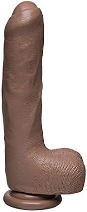 Doc Johnson The D - Uncut D - 9 Inch With Balls - Firmskyn - 8.75" Long And 1.75" Wide - Suction Cup Base - O-Ring Harness Compatible Dildo, Caramel