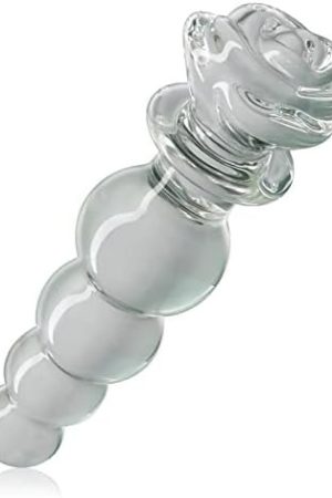 Glass Anal Beads Butt Plug With Rose Round Base 3/4/5 Beads Anal Trainer Sex Toy Crystal Anal Plug Anal Expander For Women Men Prostate Massager Anal Dilator Adult Toy Anal Dildo (5 Beads)