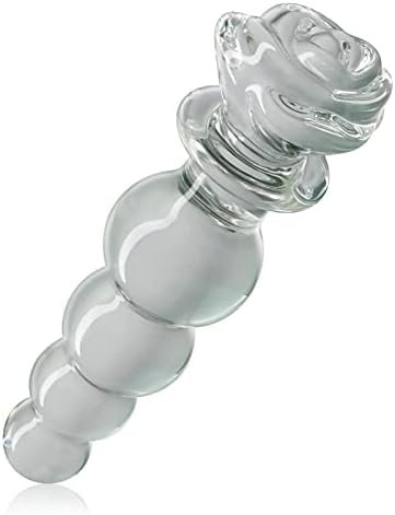 Glass Anal Beads Butt Plug With Rose Round Base 3/4/5 Beads Anal Trainer Sex Toy Crystal Anal Plug Anal Expander For Women Men Prostate Massager Anal Dilator Adult Toy Anal Dildo (5 Beads)