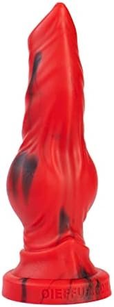Large Size Long Knotted Silicone Artificial Dog Dildo - Wolf Silicone With Big Knot Platinum Silicone Material(Red)