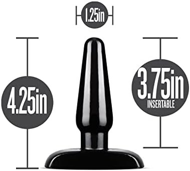 Blush Anal Adventures Basic Butt Plug - 4 1/4 Inch Small Easy To Insert Smooth Latex Free Pleasure Beginner Training Adult Toy - Comfortable Anchor Base - Sex Toys For Women Men Couples - Black - Image 3