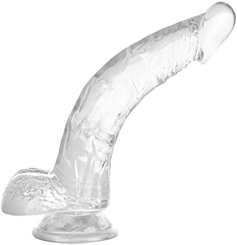 Realistic Dildos Penis With Suction Cup Base For Hands-Free Play, Body-Safe Material Lifelike Penis Flexible Cock With Curved Shaft Balls For Vaginal G-Spot Anal Play (Transparent) - Image 2