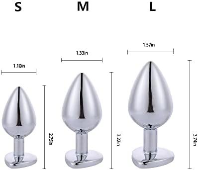 Aecbuy 3 Pcs Anal Butt Plug Kit, Waterproof Stainless Steel Anus Dilator With Different Sizes, Adult Anal Trainer Sex Toys With Pink Heart Shaped Jewelry Base For Male Female Pink , Silver 1.0 Count - Image 3