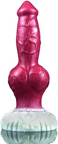 9.65 Inch Silicone Made Artificial Wolf Dildo Multi Color Animal Style Suction Knotty