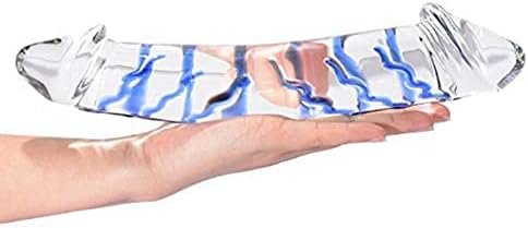 Epichao Blue Swirl Rock Hard Large Double-Ended Glass Dildo Huge Double Head Dildo Crystal Female Masturbator (11")