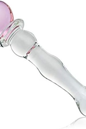Glass Double-Ended Dildo G-Spot Stimulation Butt Plugs Anal Beads Pleasure Wand With Pink Heart Sex Factory