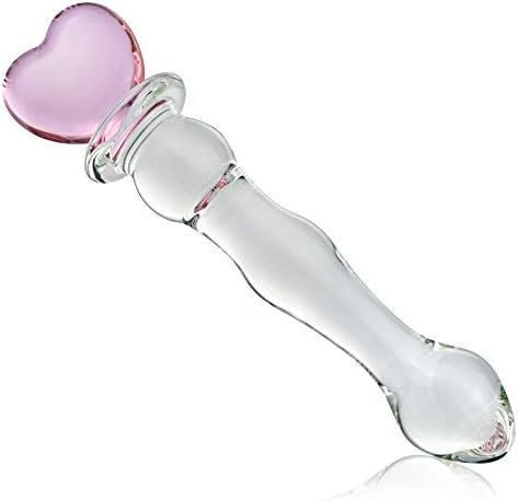 Glass Double-Ended Dildo G-Spot Stimulation Butt Plugs Anal Beads Pleasure Wand With Pink Heart Sex Factory