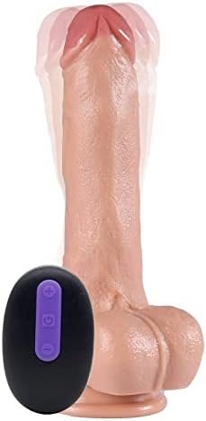 Realistic Dildo Vibrator Sex Toys For Women With 10 Vibrating Modes Realistic Telescopic Dildo For G-Spot Stimulation 8 Inch Wireless Automatic Vibrating Dildos Anales Plug For Women Brown 1.0 Count
