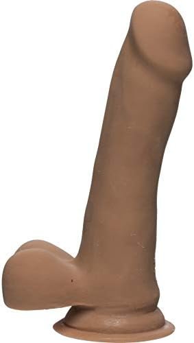 Doc Johnson The D - Slim D - 6 Inch With Balls - Ultraskyn - 6.5" Long And 1.5" Wide - Strong Suction Cup Base - O-Ring Harness Compatible Dildo, Caramel