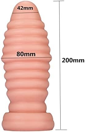 Aptitan Large Ribbed Anal Plug Big Butt Plug Anus Stimulator Anal Training Toy For Advanced Men Women (Flesh) - Image 2