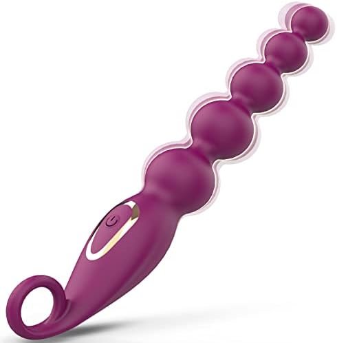 Adults Vibrating Anal Beads Butt Plug, Graduated Design Silicone Anal Vibrator With 7 Vibration Modes For Adult Men