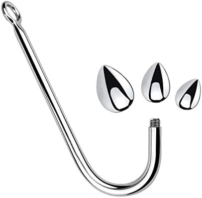 Kutocesy Stainless Steel Anal Hook With 3 Interchangeable Balls Anal Balls Male Buttplug Hook Penis Anal Plugs Sex Toys (Anal Hook Set Of Three)