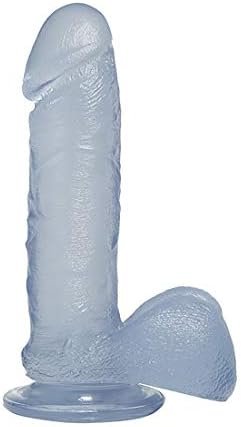 Doc Johnson Crystal Jellies - 7 Inch Realistic Cock With Balls - Strong Suction Cup Base - 7.2 In. Long And 1.7 In. Wide - Dildo, Clear