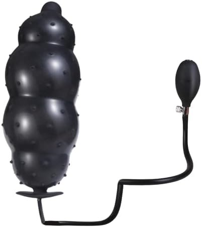 Granular Butt Plug Silicone Inflatable Anal Plug 15.7"X4.7" Black